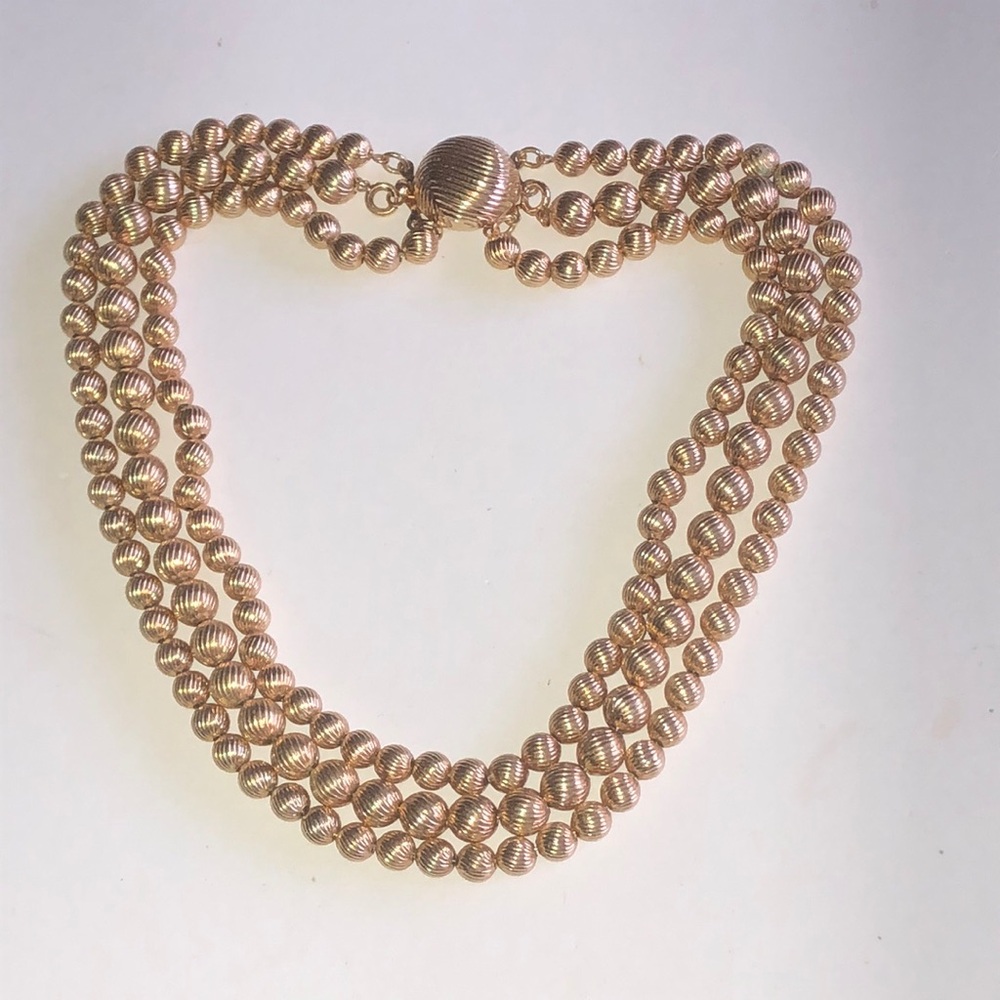 Sarah Coventry Vintage Multi-Strand Gold Tone Beaded Necklace